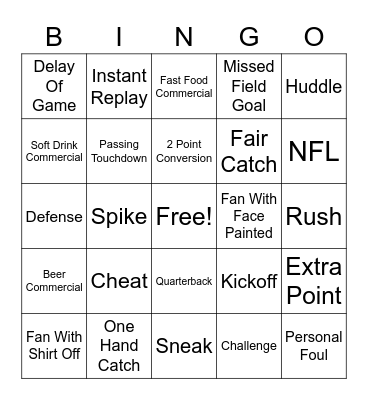 Football Bingo Card