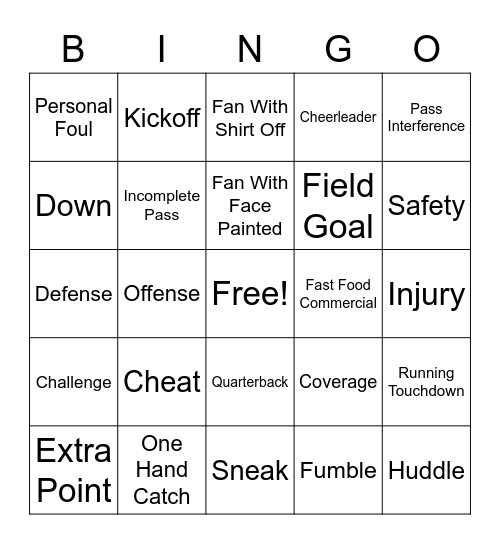 Football Bingo Card