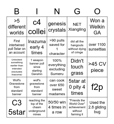 Untitled Bingo Card