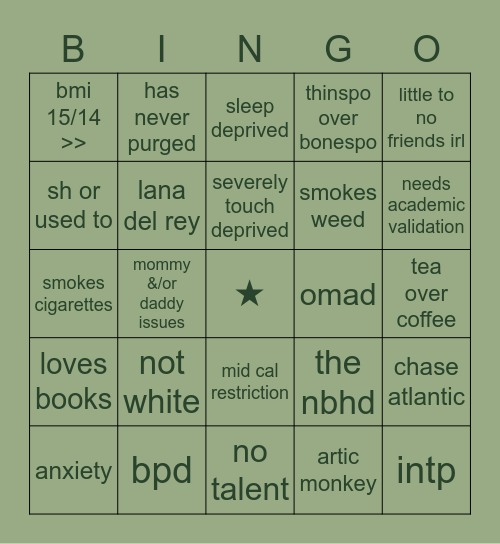 islanaok's Bingo Card