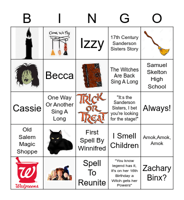Just Another Bit of Hocus Pocus 2 Bingo Card