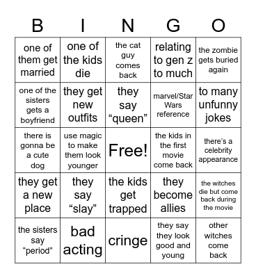 Hocus pocus 2 Bingo Card