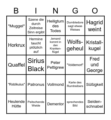 Harry Potter und der Gefangene von Askaban Bingo Card