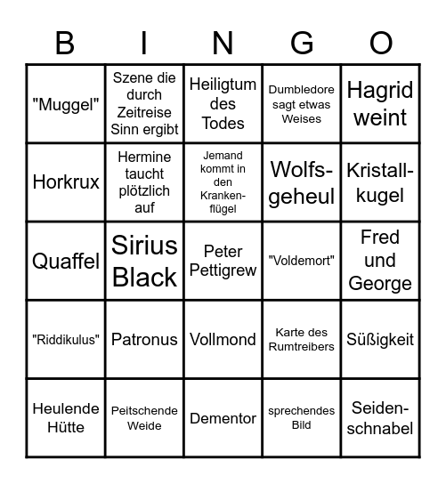 Harry Potter und der Gefangene von Askaban Bingo Card