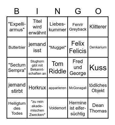 Harry Potter und der Halbblutprinz Bingo Card