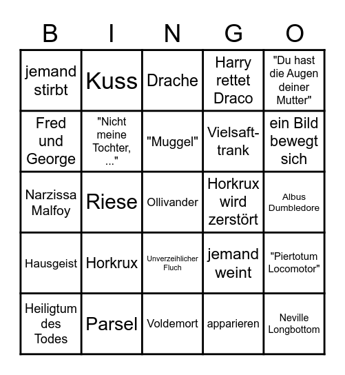 Harry Potter und die Heiligtümer des Todes Teil 2 Bingo Card