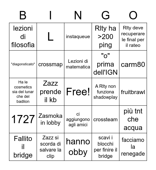 Bedwars bingo #2 Bingo Card