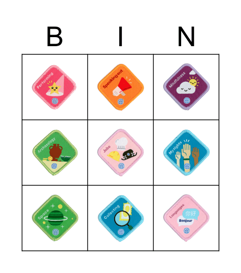 Brownie Interest Badges Bingo Card