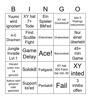 Game Bingo Card