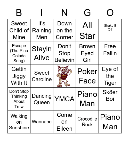 Bobcat Music Bingo Card