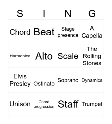 Music Bingo Card