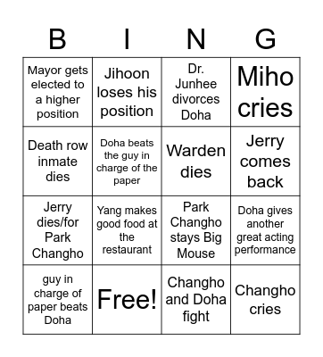 Big Mouth Ep 15/16 Predictions Bingo Card