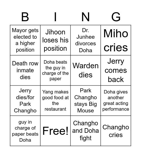 Big Mouth Ep 15/16 Predictions Bingo Card