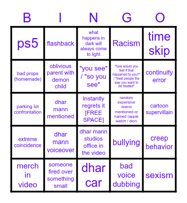 Dhar Mann Bingo v3 Bingo Card