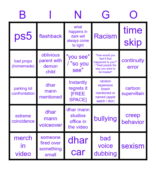 Dhar Mann Bingo v3 Bingo Card