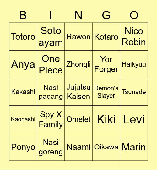 Bingo Gepeng Bingo Card