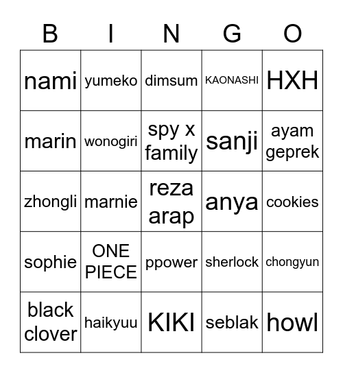 Bingo Card