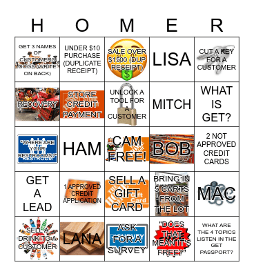 CAM AND FRIENDS Bingo Card
