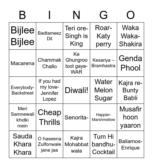 Muscial NPS Bingo Card