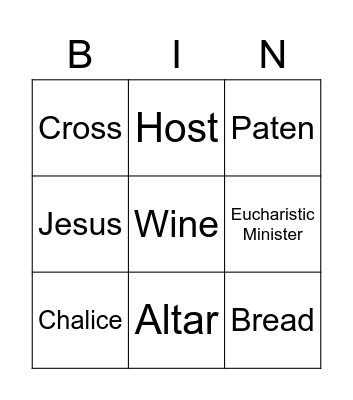 The Eucharist Bingo Card