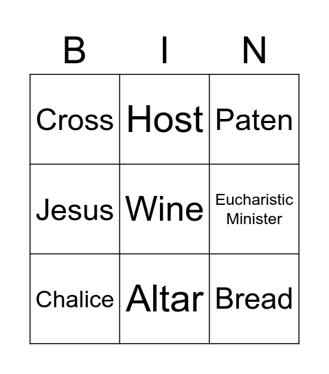 The Eucharist Bingo Card