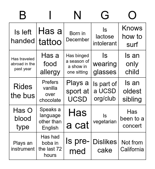Genetics Icebreaker Bingo Card