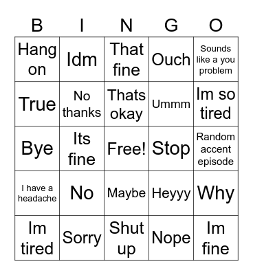Emma Bingo Card