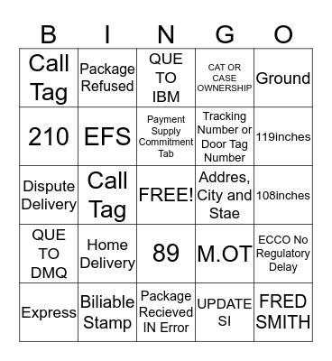 CAMP CUSTOMER SERVICE Bingo Card