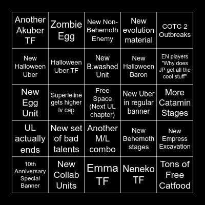 Next update Bingo Card