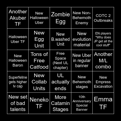 Next update Bingo Card