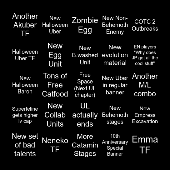 Next update Bingo Card