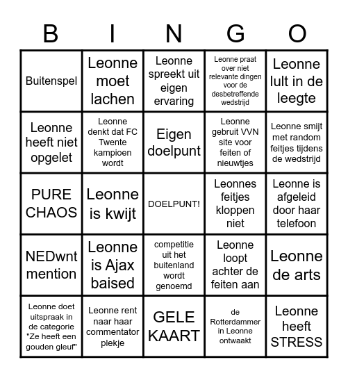 Leonne Slander en meer bingo Card