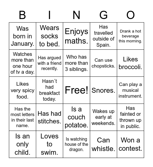 Find someone who Bingo Card