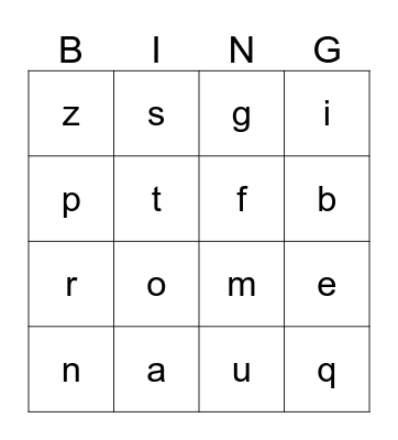 Alphabet Bingo Card