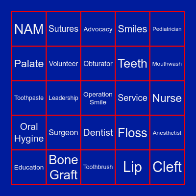 Operation Smile Bingo! Bingo Card