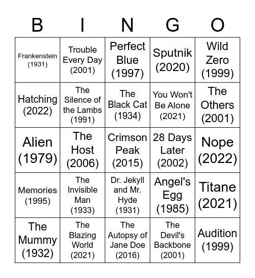 BOO BINGO Card