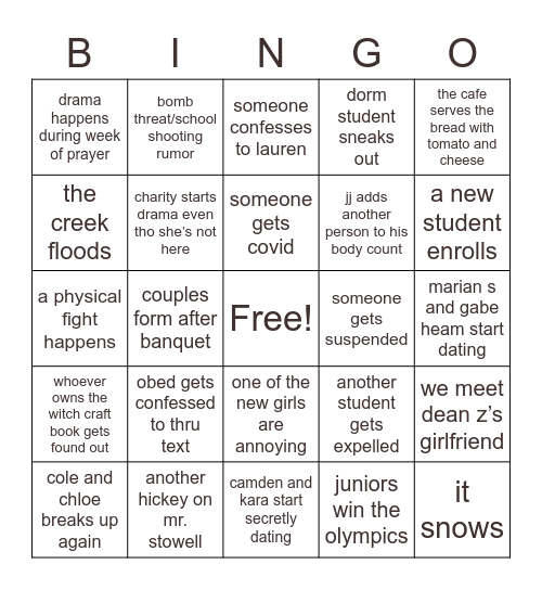 ifykyk oaa bingo 2.0 Bingo Card