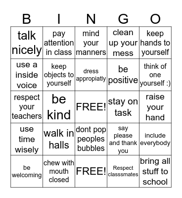 4B's Bingo Card