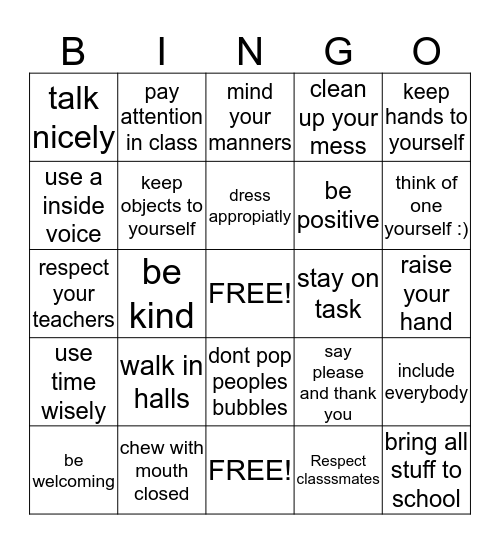 4B's Bingo Card