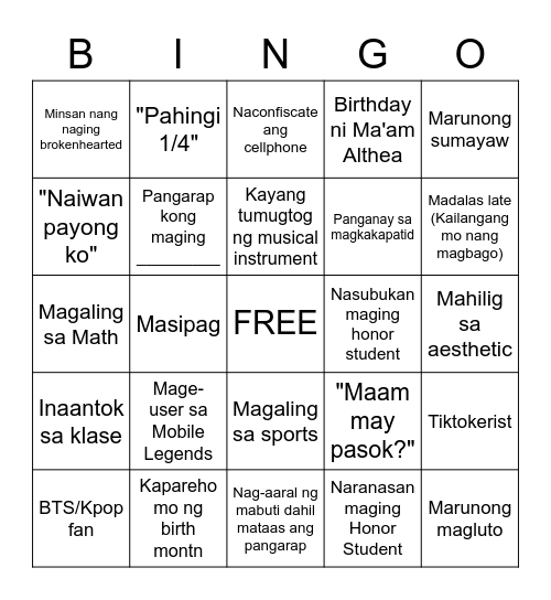 9C - 9D HUMAN BINGO Card