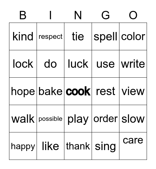 Affixes Bingo Card