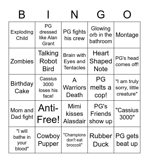 Psycho Goreman - Round 2 Bingo Card