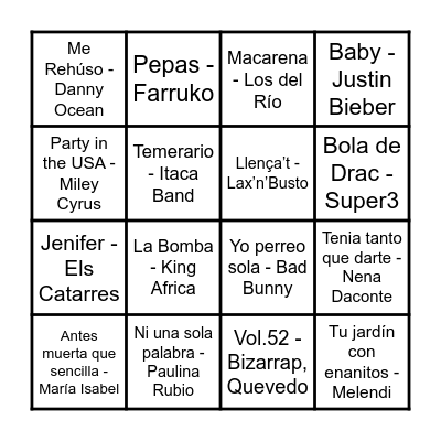 BQBINGO MUSICAL Bingo Card