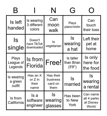 Somebody Who Bingo Card