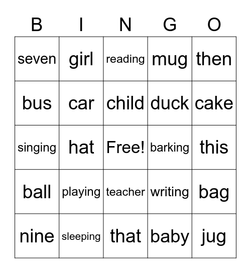 2a Lesson 3-10 Bingo Card
