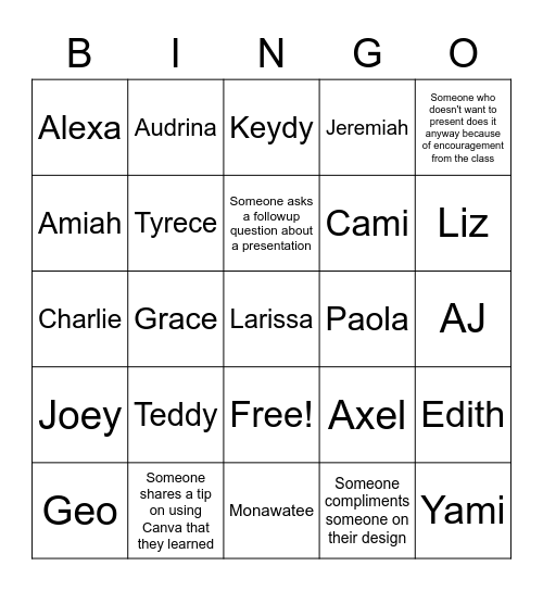 Canva Get to Know You Bingo Card