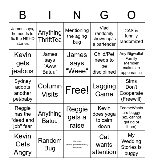 Reggie’s RTR Bingo Card