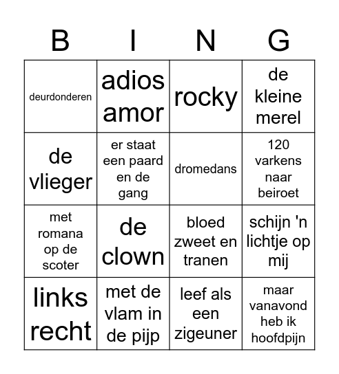 muziek  Bingo Card