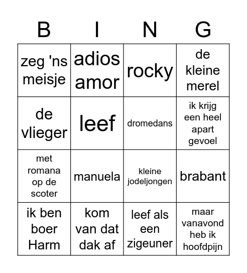 muziek  Bingo Card