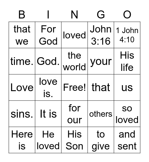 JEREMIAH 29:13 Bingo Card